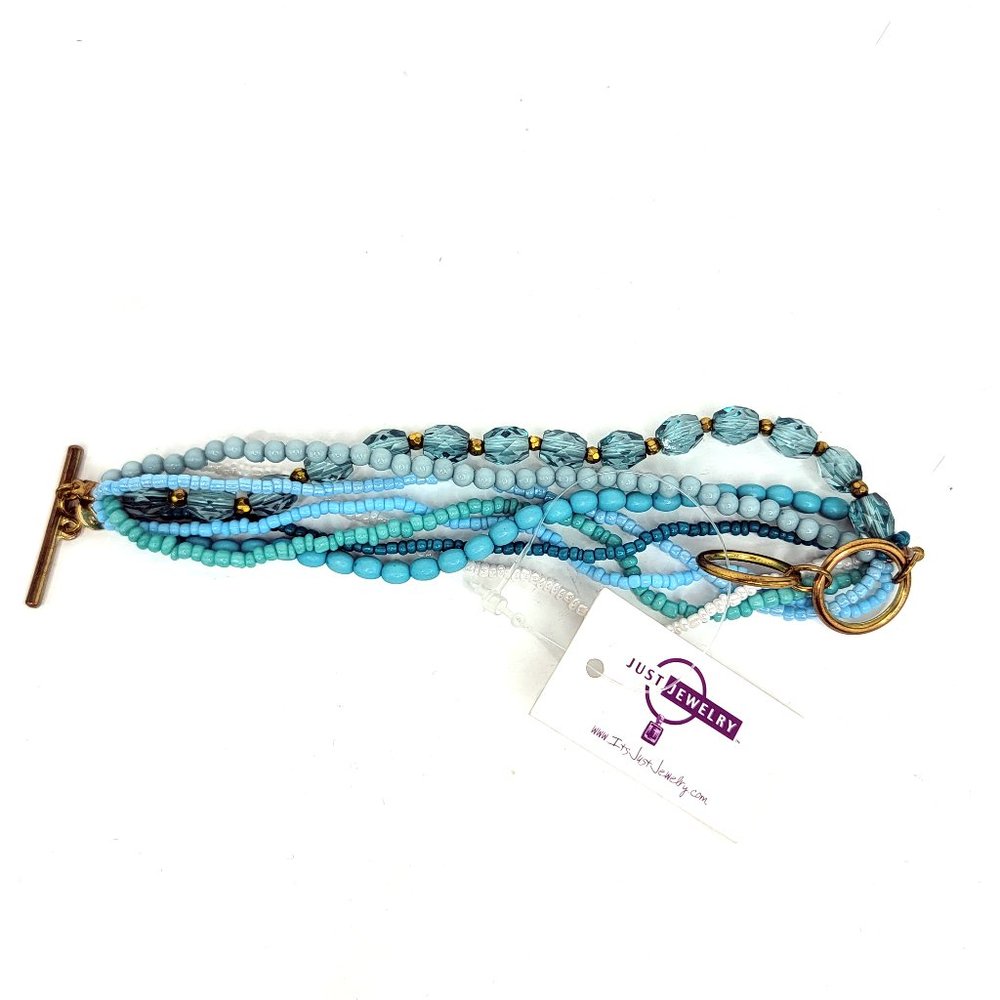 NWT Just Jewelry Blue Multi Strand Beaded Bracelet